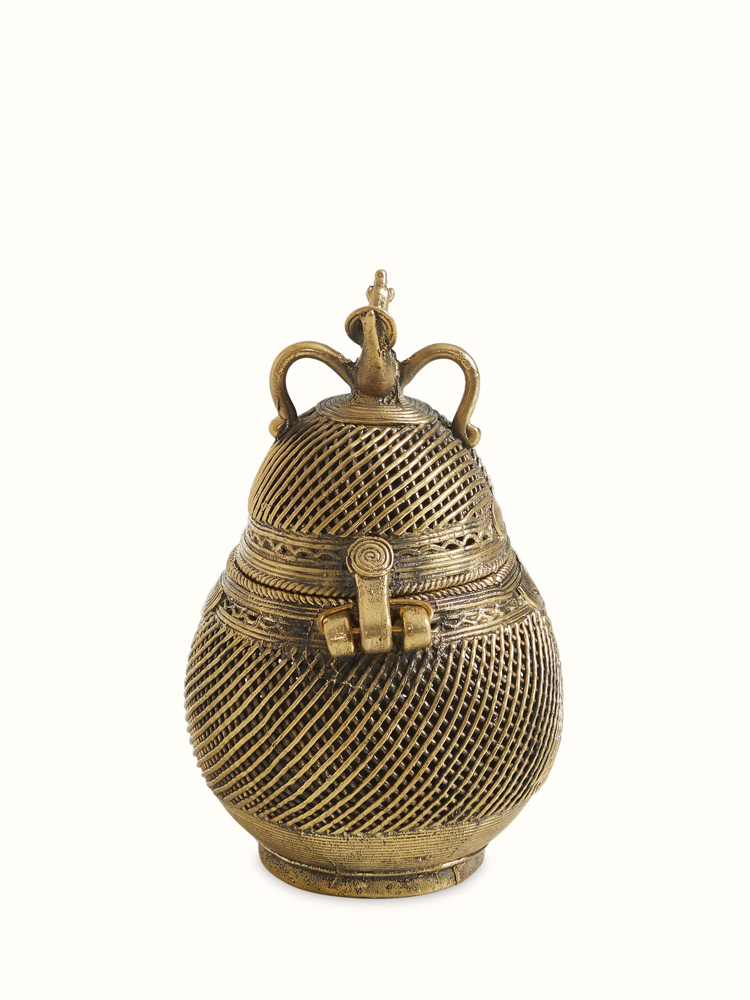 Dhokra Brass Coconut Shape Box