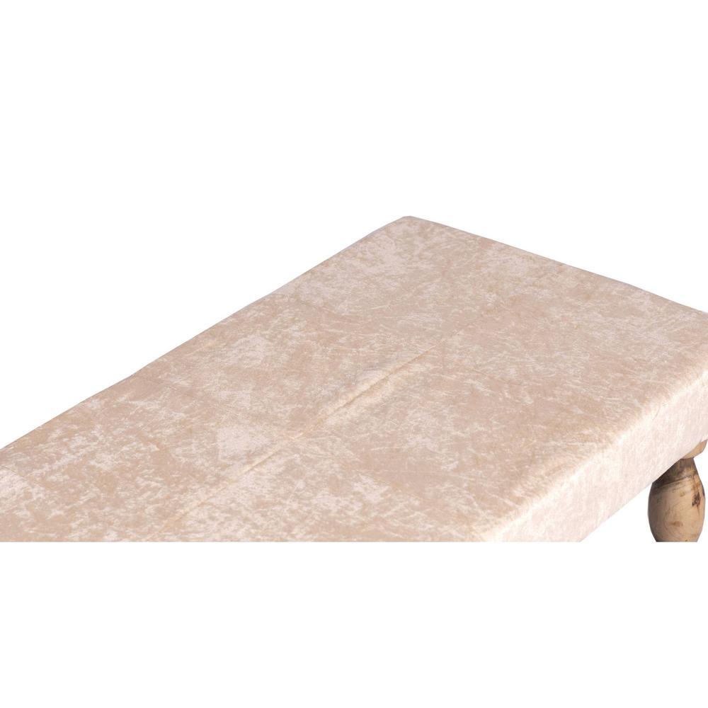 Bestone Solid Wood Bench In Ivory Sparkle Velvet Fabric