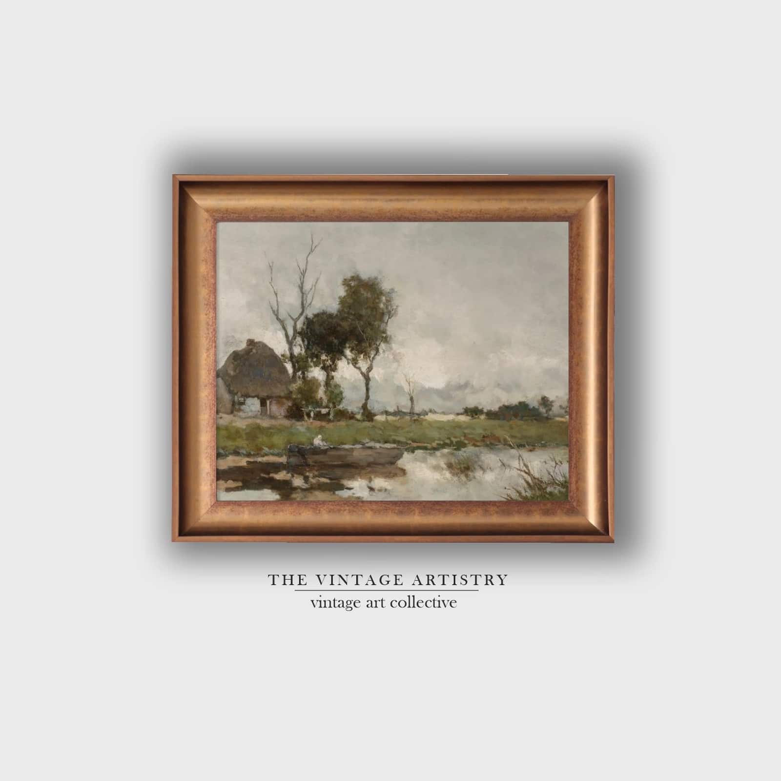 Artistry Grey Green River Landscape Canvas Wall Prints Canvas Wall Prints Set of 1 Multicolor Matte