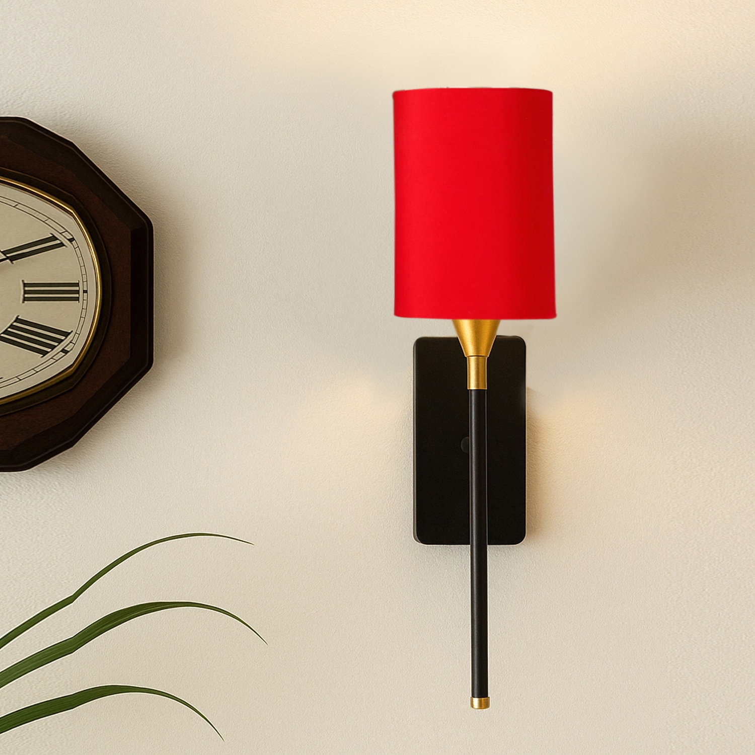 Devansh Metal Electric Wall Light in Black Colour with Red Shade Count of 1 Light - Devansh