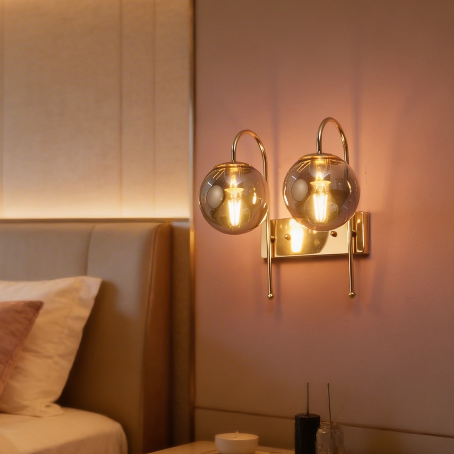 Eliante Modern Wall Lights Mild Steel & Glass Material Gold & Smoke Finish - Eliante