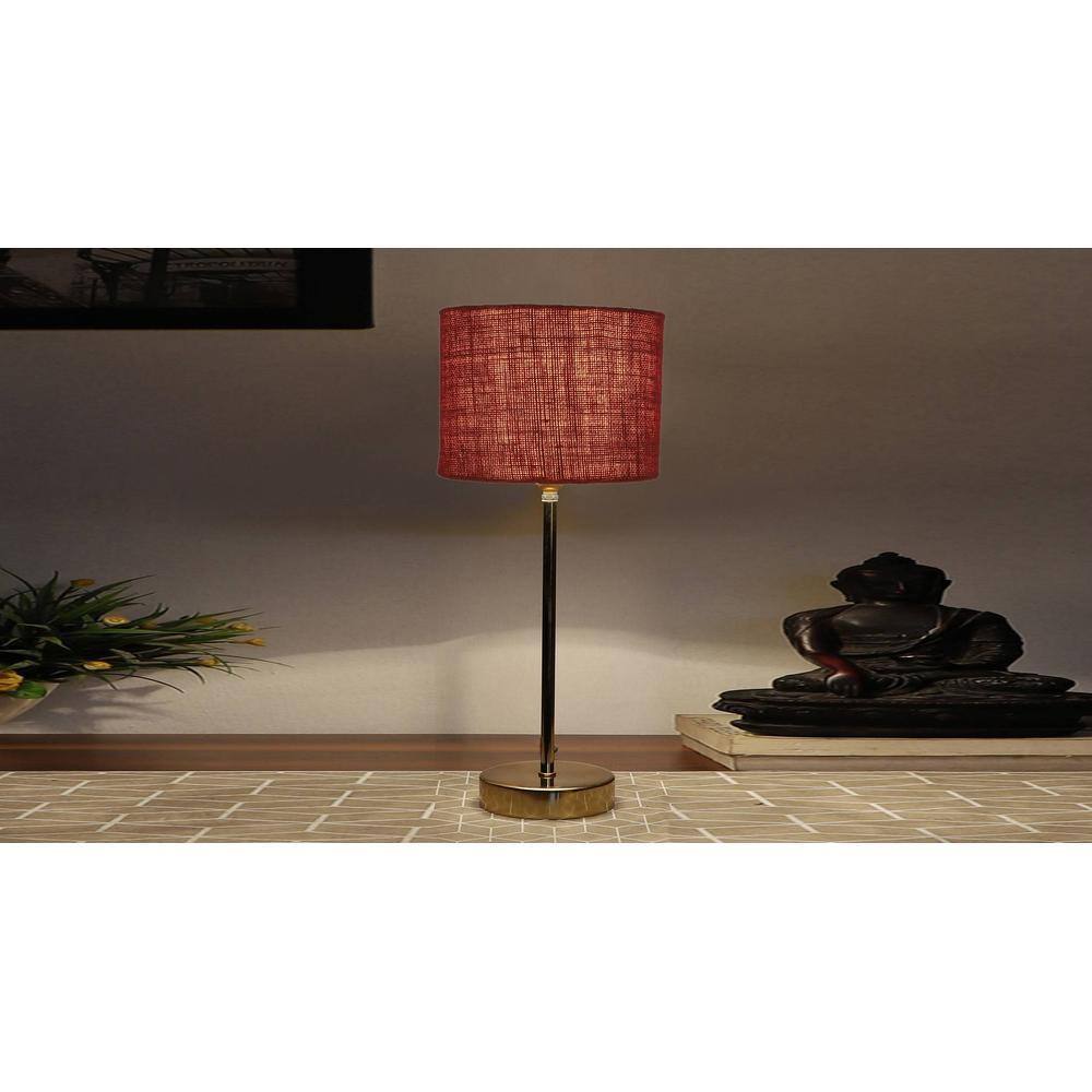 Maroon Jute with Metal Gold Table Lamp