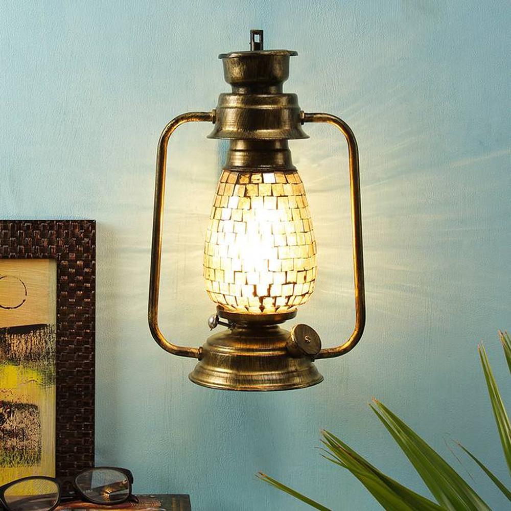 Etta Multicolor Metal Wall Mounted Lantern Lamp - Devansh