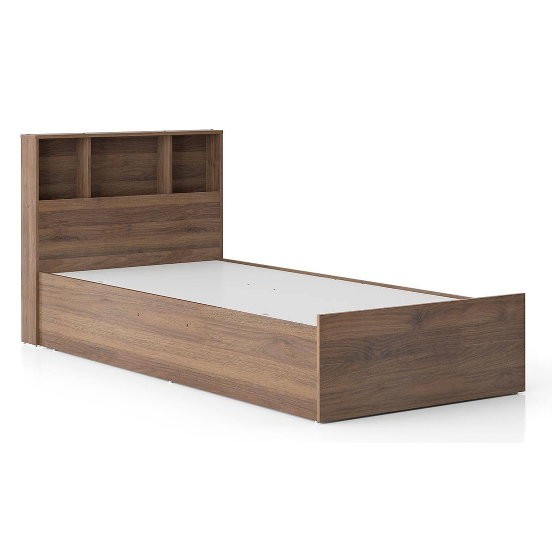 Jasper Engineered Wood Single Size Box Storage Bed In Classic Walnut Finish