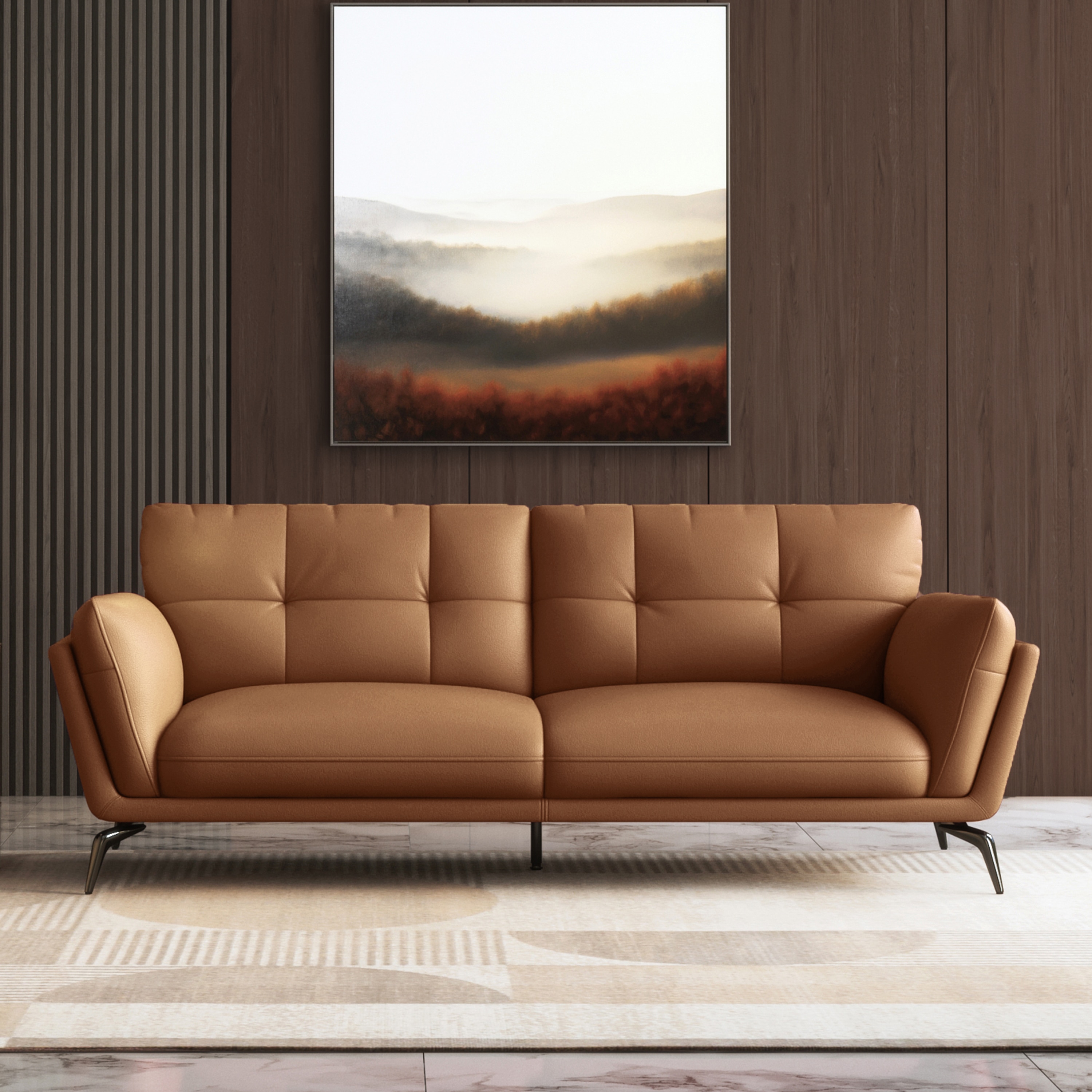 Vetra 3 Seater Leather Sofa In Pecan Brown Colour