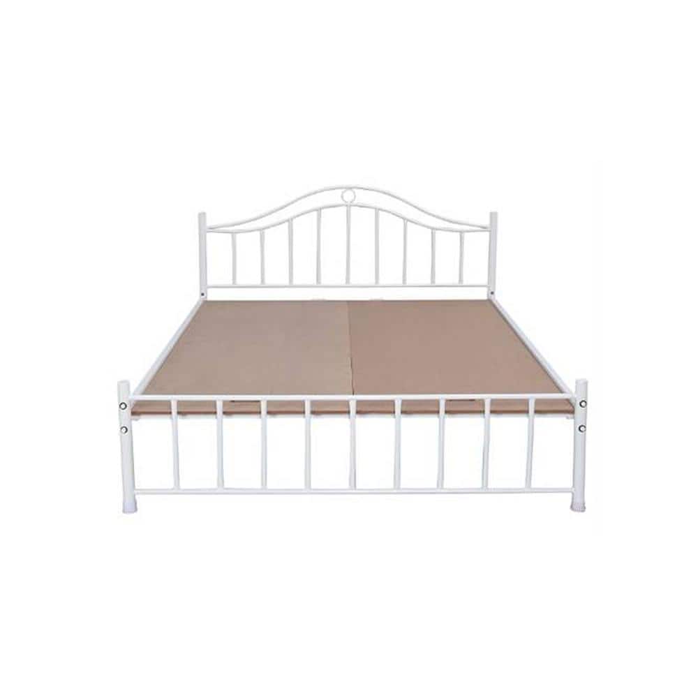 Morris Metal Queen Size Non Storage Bed In White Finish