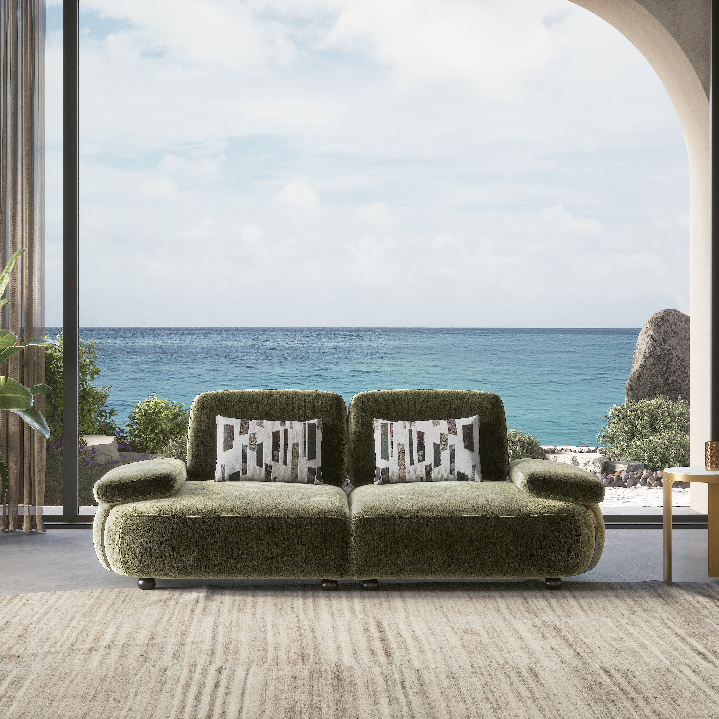 Soho 3 Seater Fabric Sofa In Fern Fabric