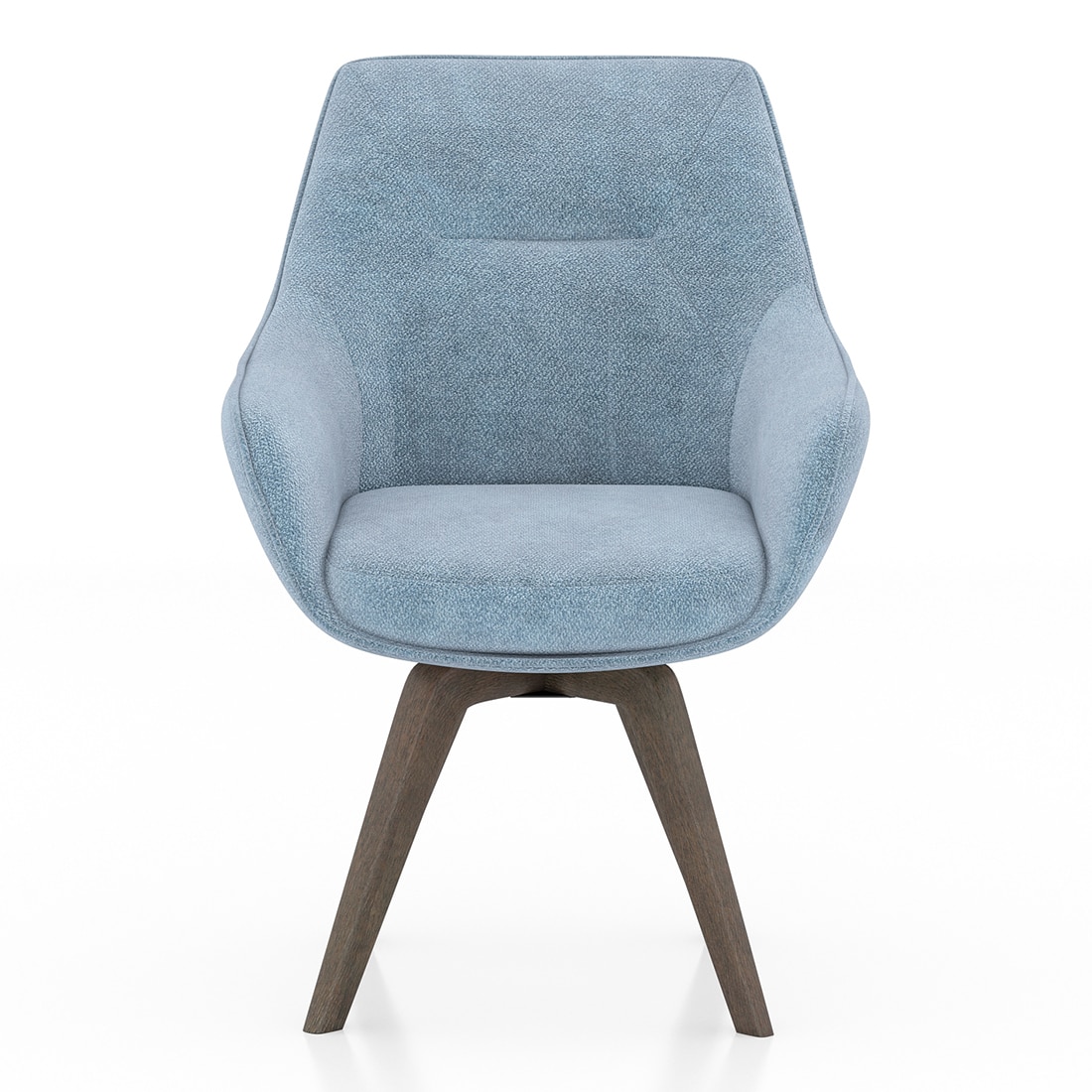 Wella Swivel Solid Wood Dining Chair Set of 2 in Blue Fabric