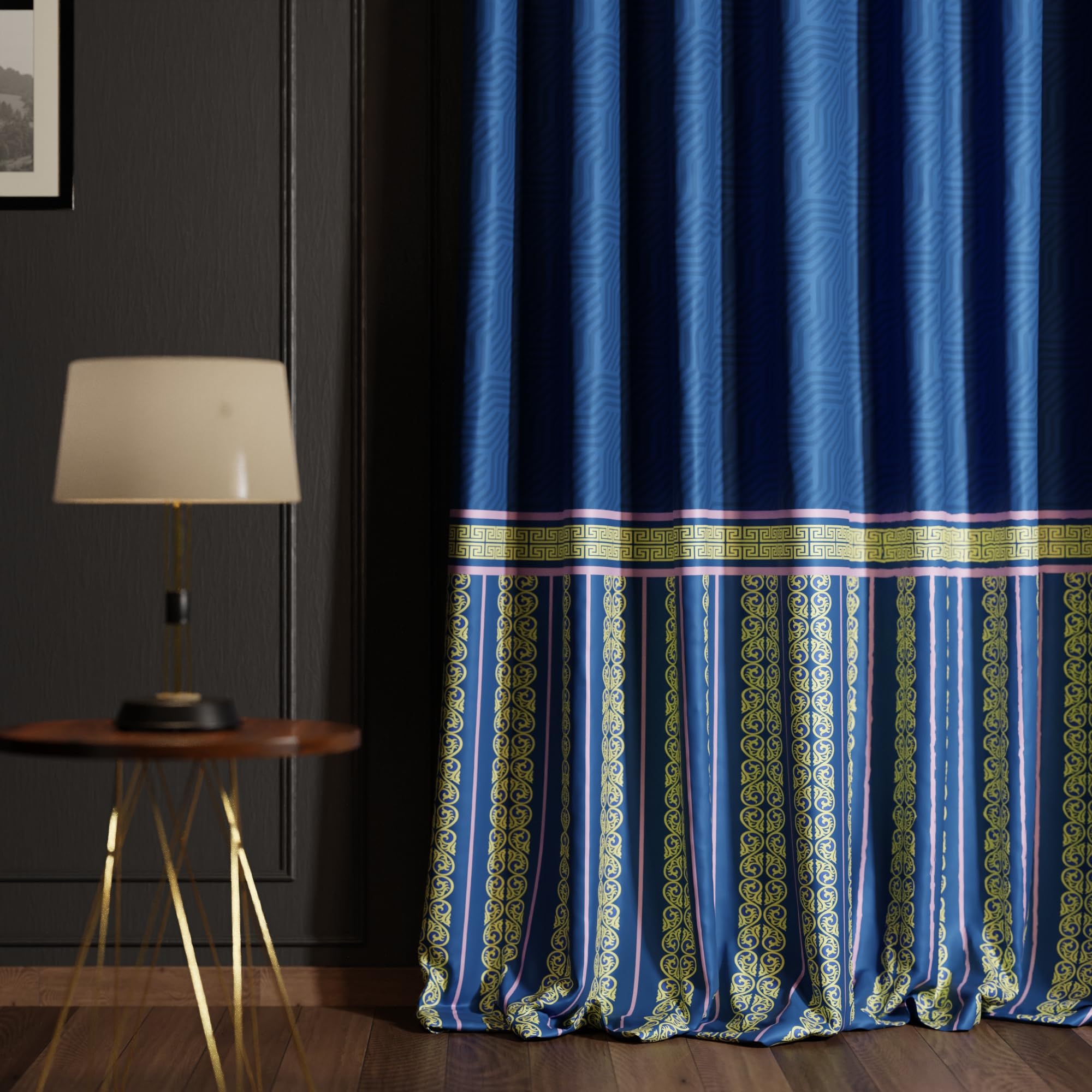 Stoa Paris Satin Window Curtain, 70% Blackout Curtains,   Privacy Lining, Pack of 1, Versailles - Blue Monarch with Back Lining - Stoa Paris