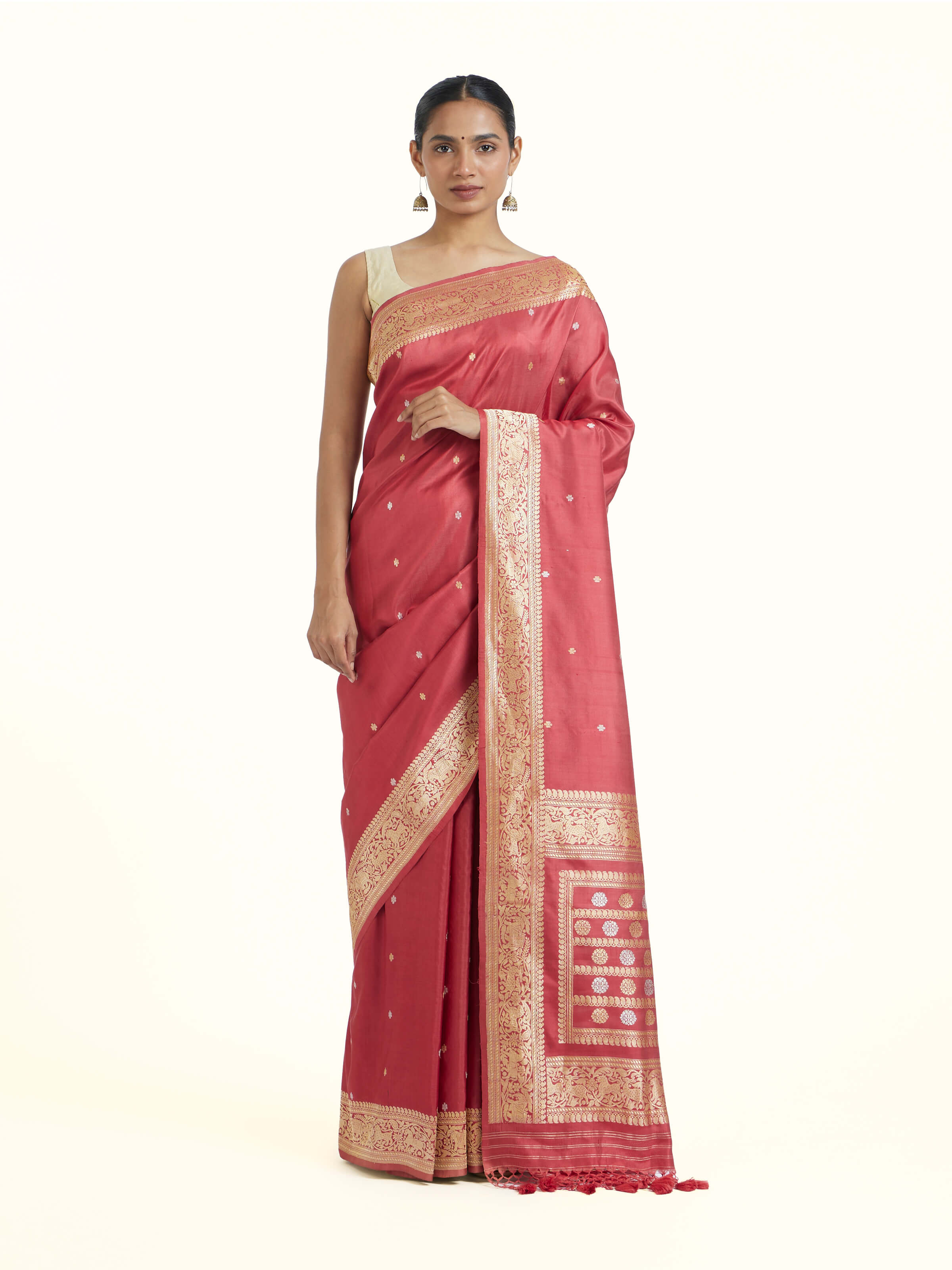 Pink Ashavali Brocade Silk Saree