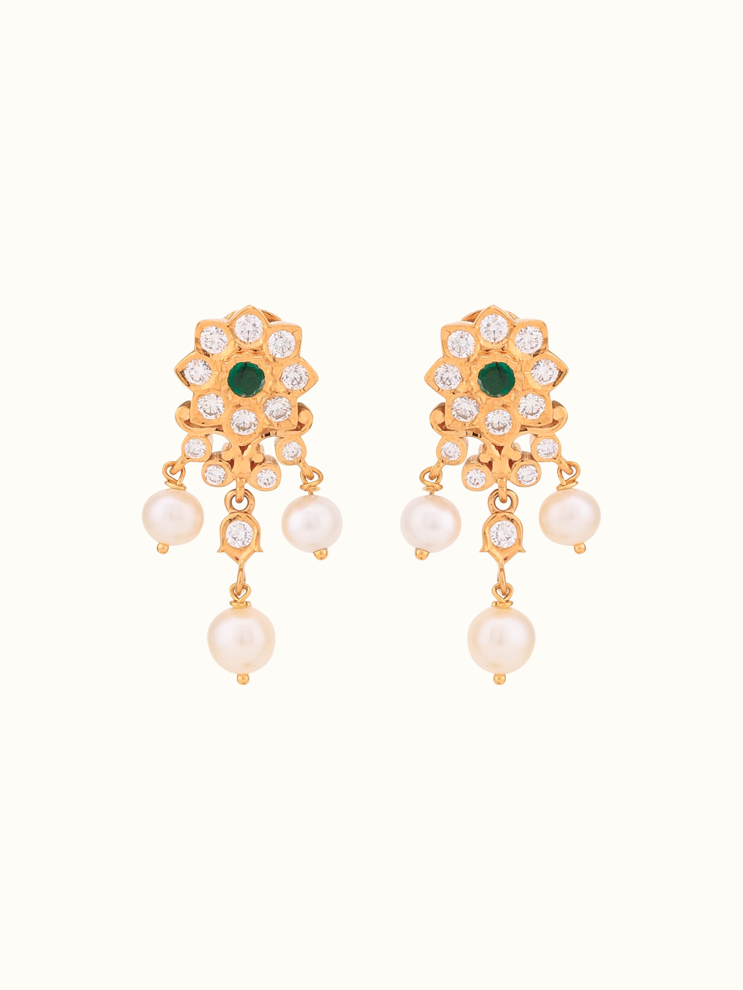 Close-setting 22 Karat Gold Drop Earrings