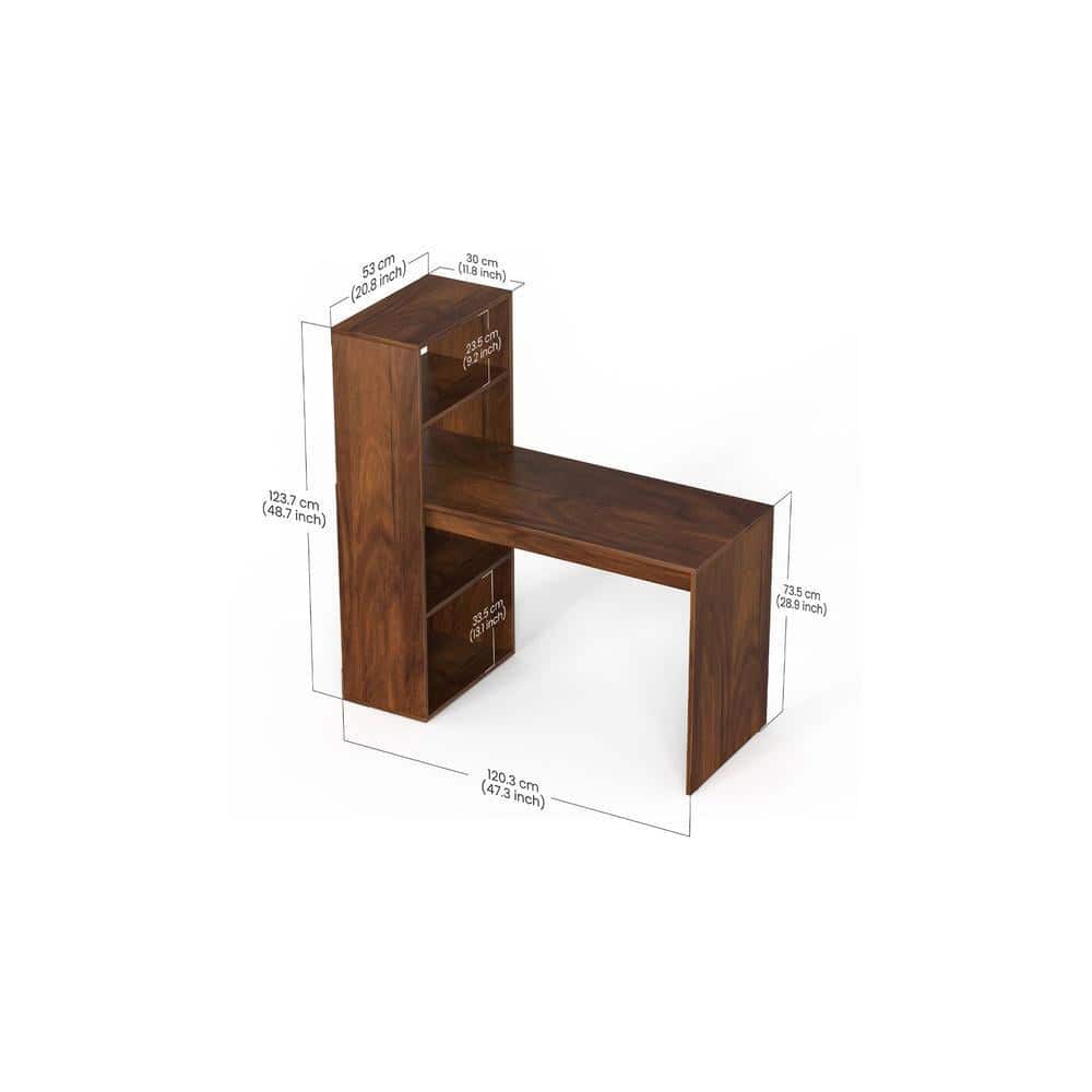 Radisso Engineered Wood Study and Computer Laptop Table for Home or Office, WFH Desk, with Storage Shelves for Books and Décor Display for Adults Kids Students (Brown Maple)