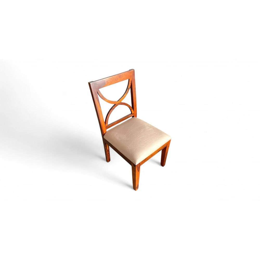 Newport Sheesham Wood Dining Chair in Beige Velvet     HONEY FINISH