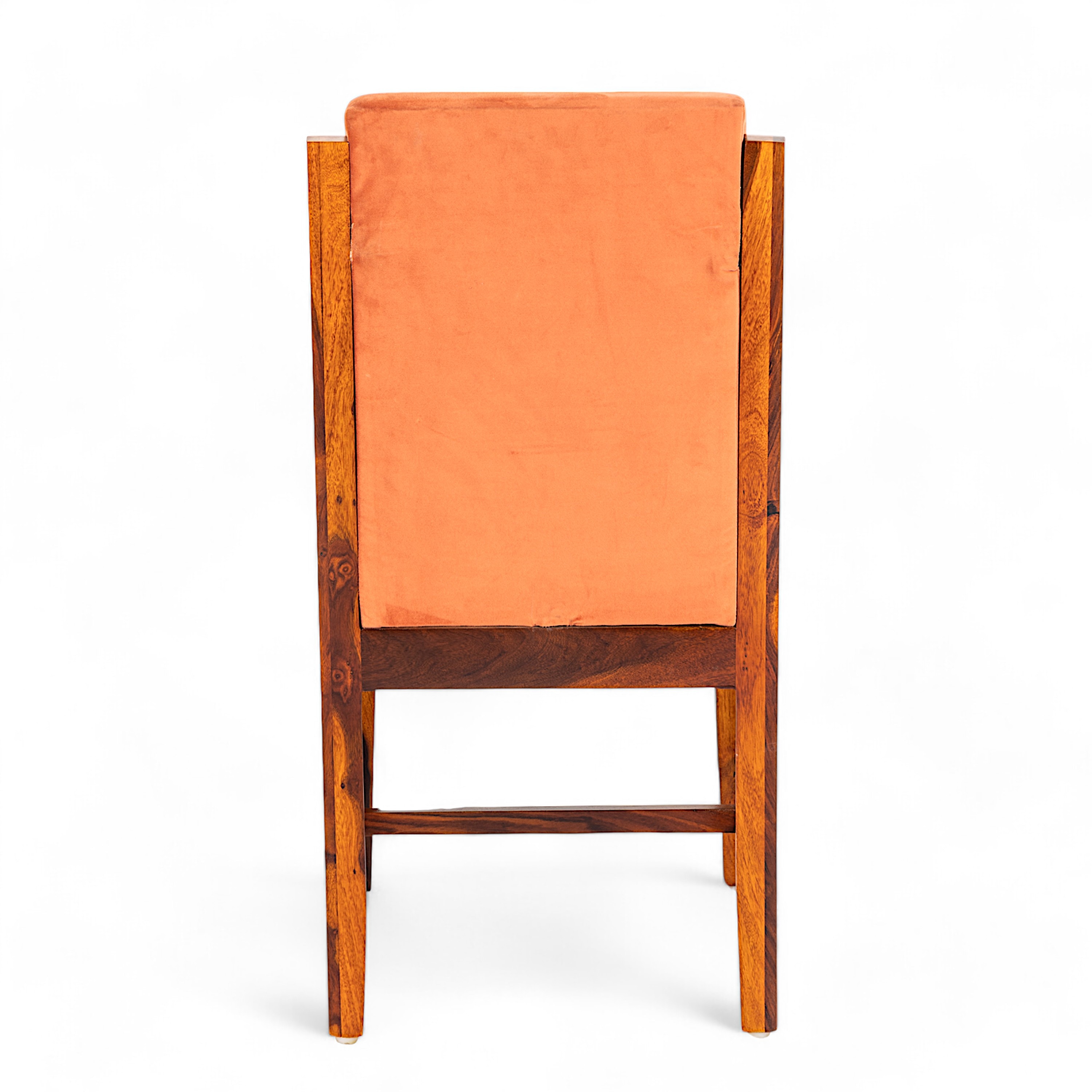 Rosslyn wood Dining Chair in Pumpkin Orange Velvet Upholstery with PINE FINISH