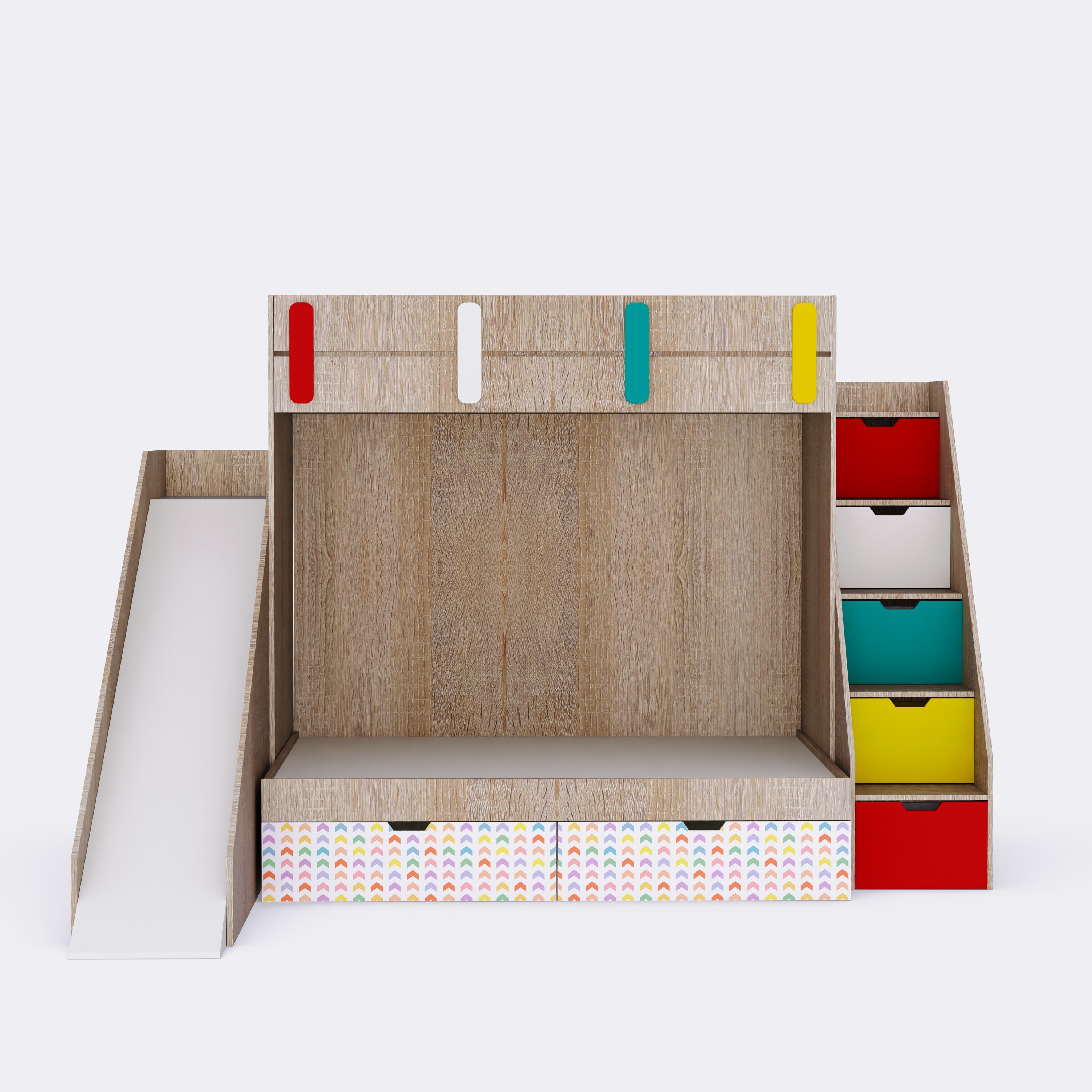 Sleep N SlideBunk Bed 6X5 Drawers On Wheels In Oak and Red Colour66