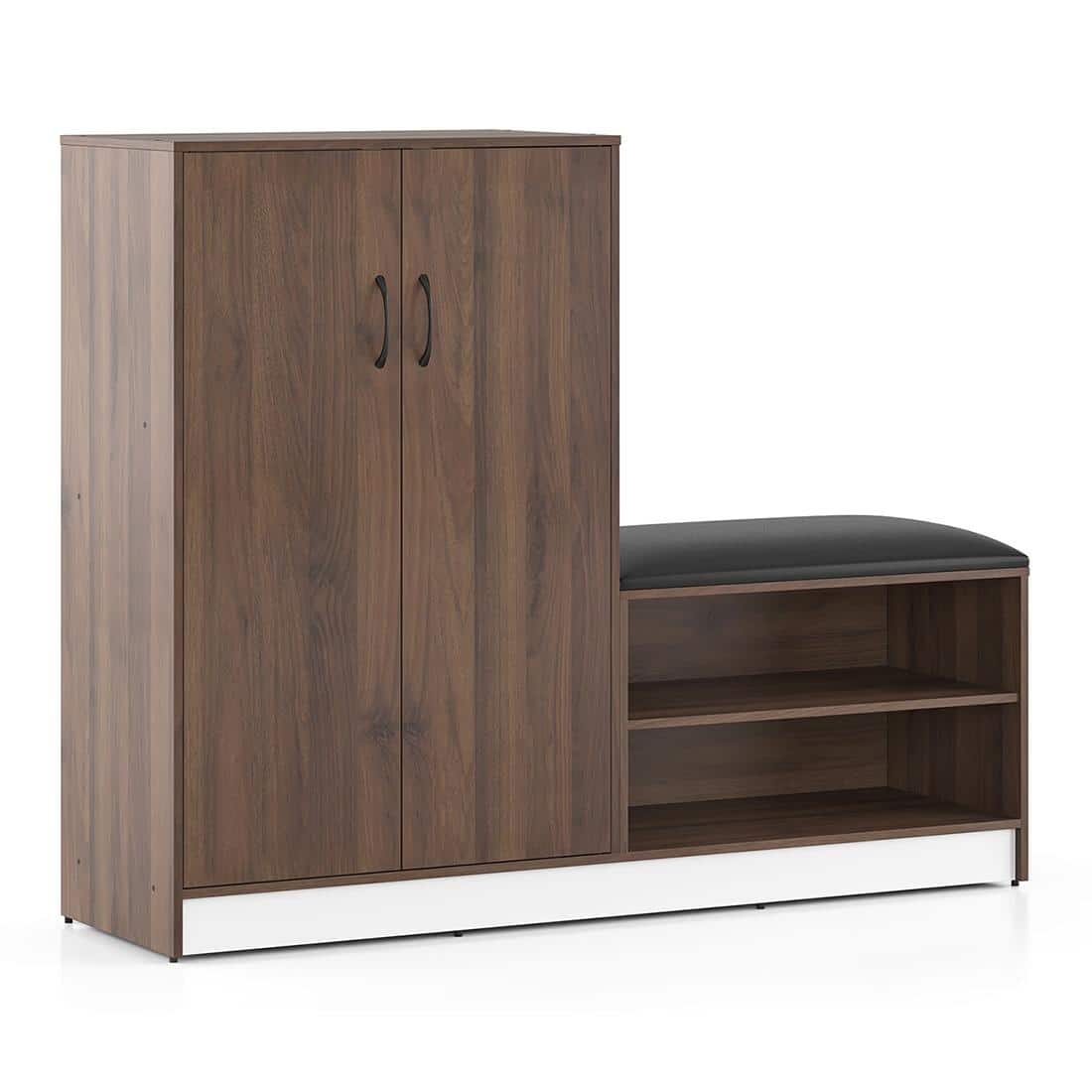 Alex 21 Pair Shoe Cabinet in Classic Walnut Finish
