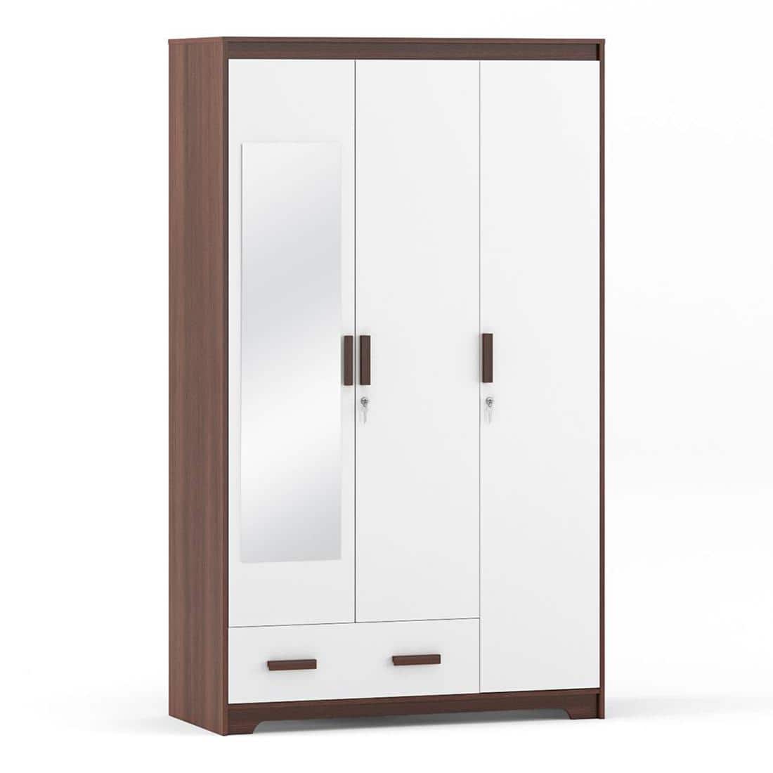 Miller Engineered Wood 3 Door Wardrobe With Mirror in Two Tone Finish