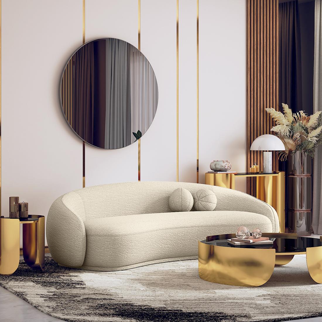 Mia 3 Seater Fabric Sofa In Angora White