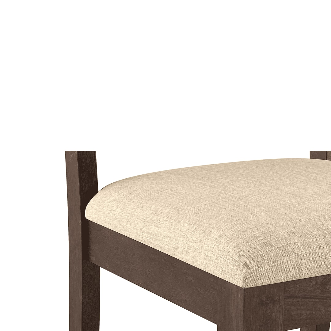 Mirasa Solid Wood Dining Chair Set Of 2 In Mango Walnut Finish With Sandshell Beige Fabric Colour