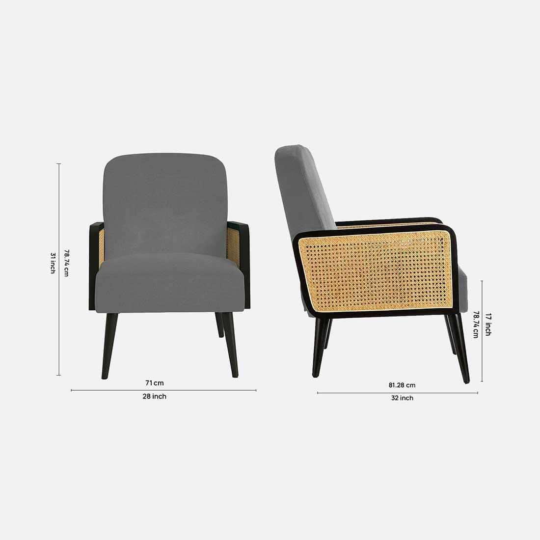 Haden Ratan Accent Chair in Grey Colour