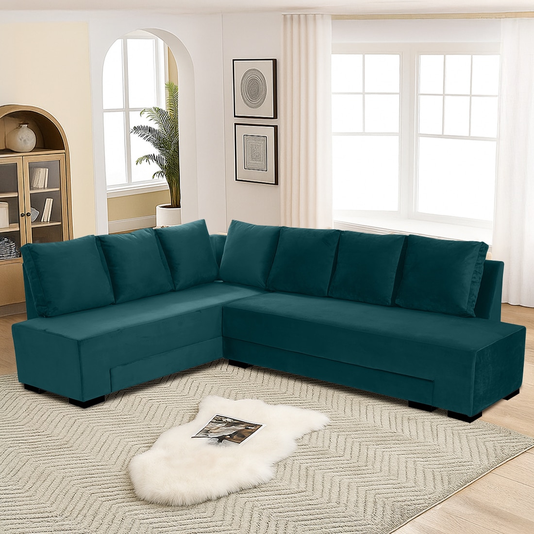 Melo 3 Seater Fold Out Sofa cum Bed in Teal Colour