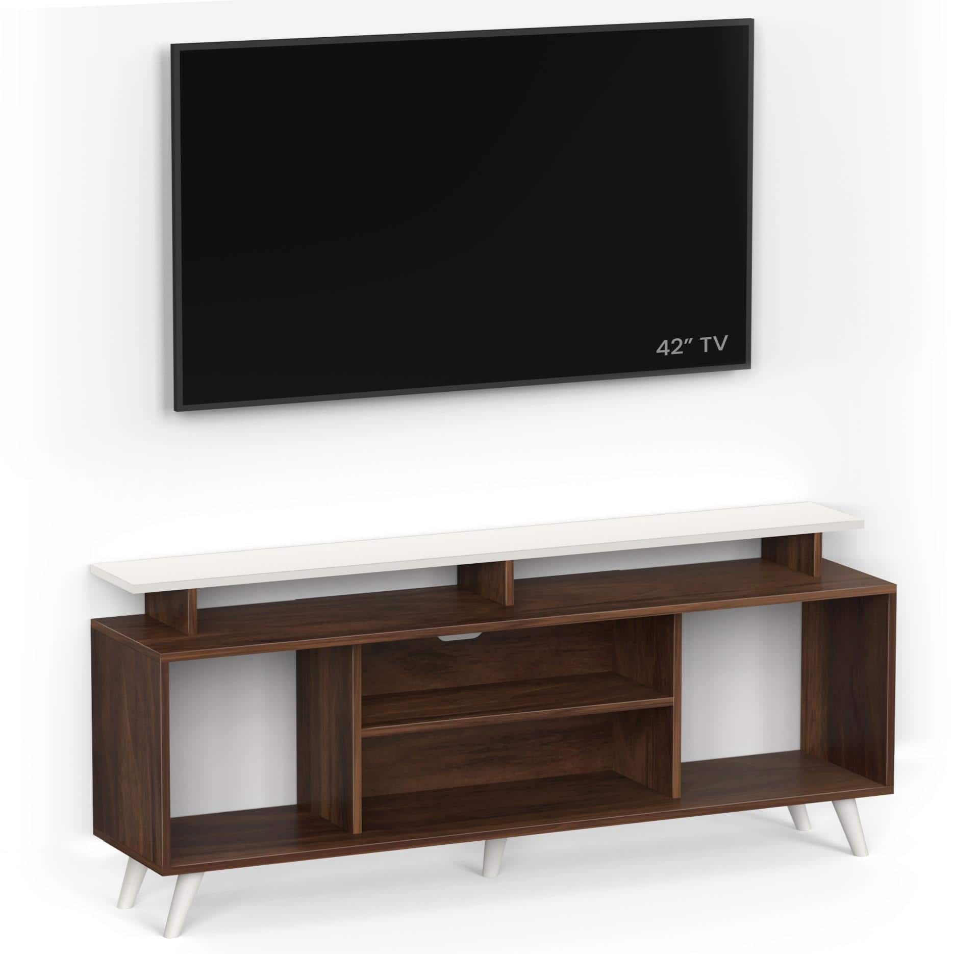 Skiddo Lite Engineered Wood Tv Entertainment Unit Set In Brown Maple & White Finish