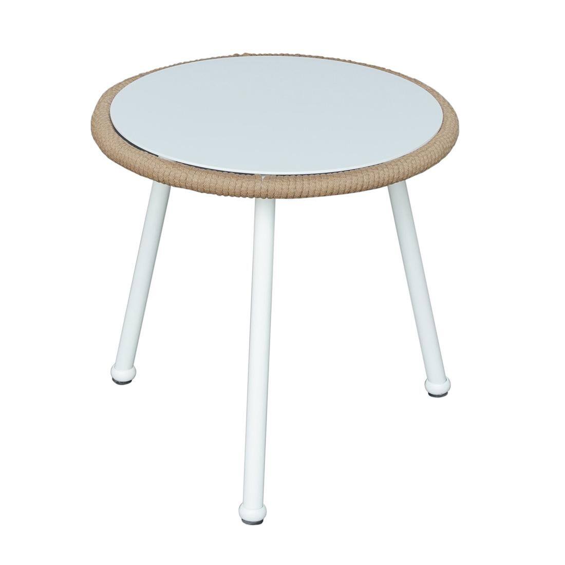 Costa Outdoor Table Set with 1 Table and 2 Chairs in Ivory White