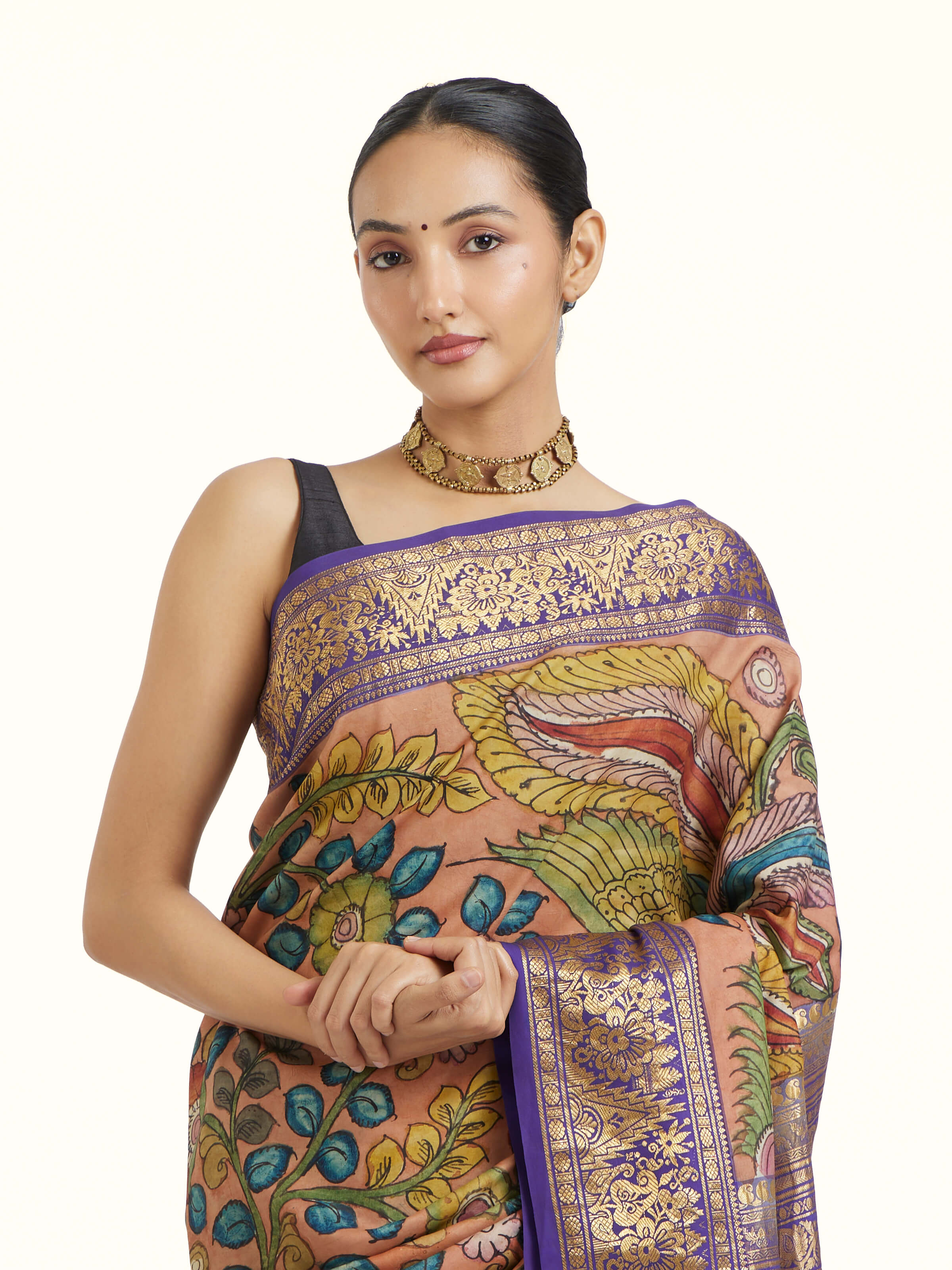 Kalamkari Kanchi Silk Saree