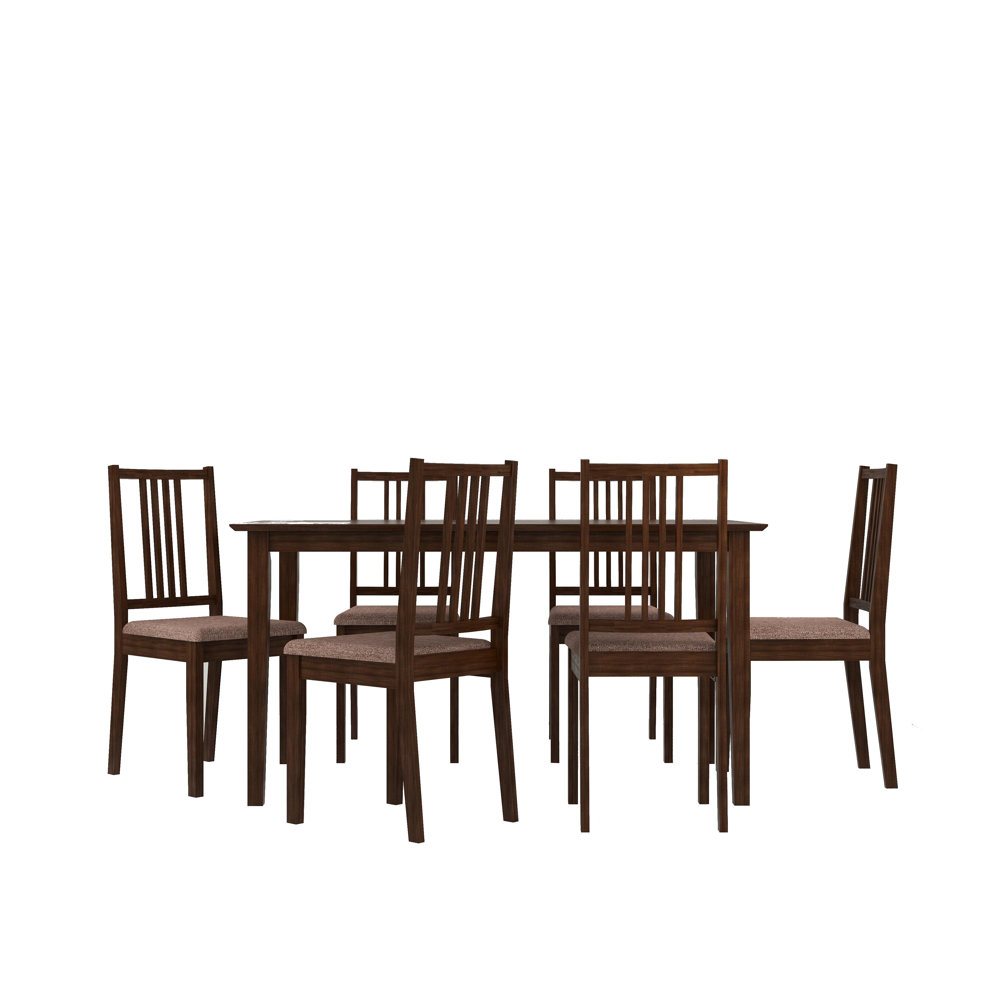 Monterey 6 Seater Dining Set with 6 Chairs (Rubberwood, Dark Cappuccino Finish)