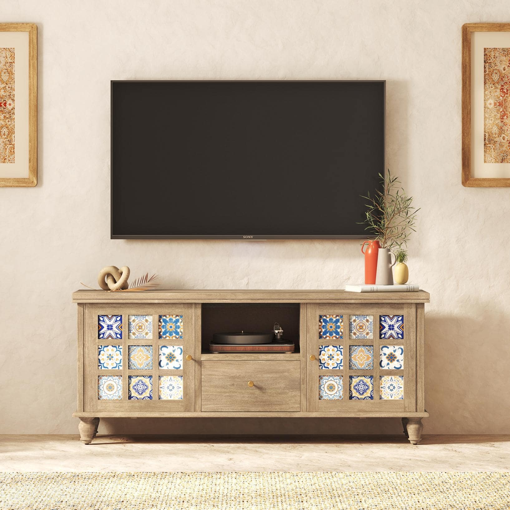 Azul Solid Wood TV Unit in Brushed Bali Oak Finish