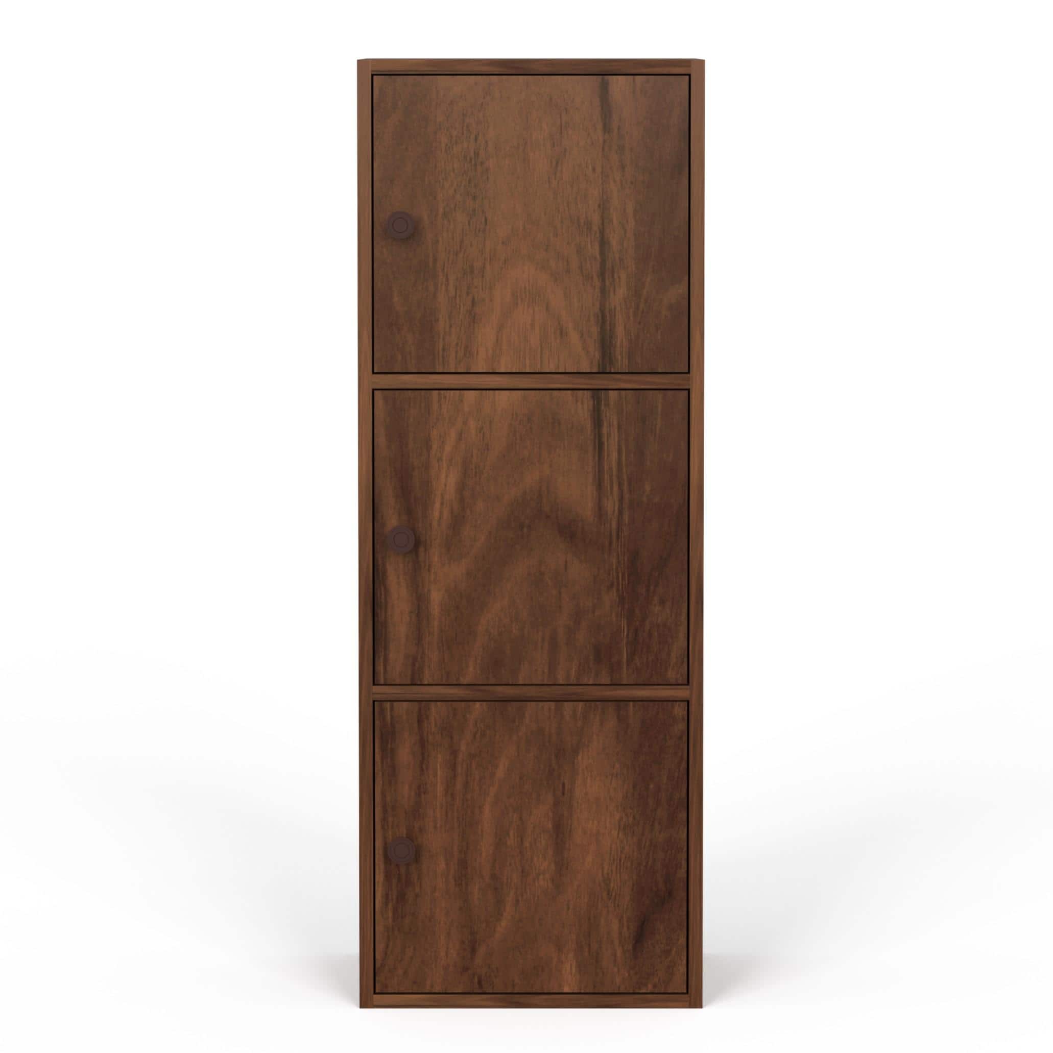 Calcio 3-Tier Engineered Wood Wardrobe In Brown Maple Finish
