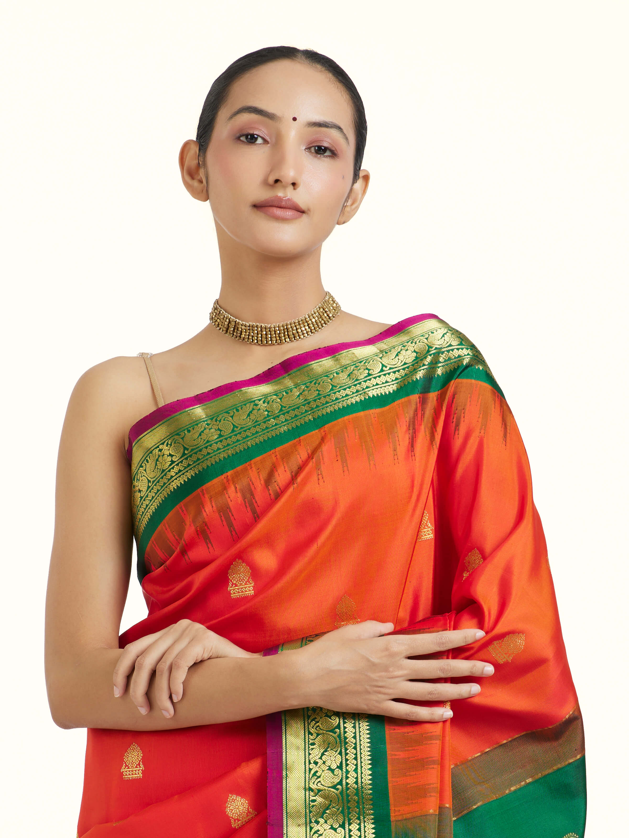 Red Gadwal Silk Zari Saree
