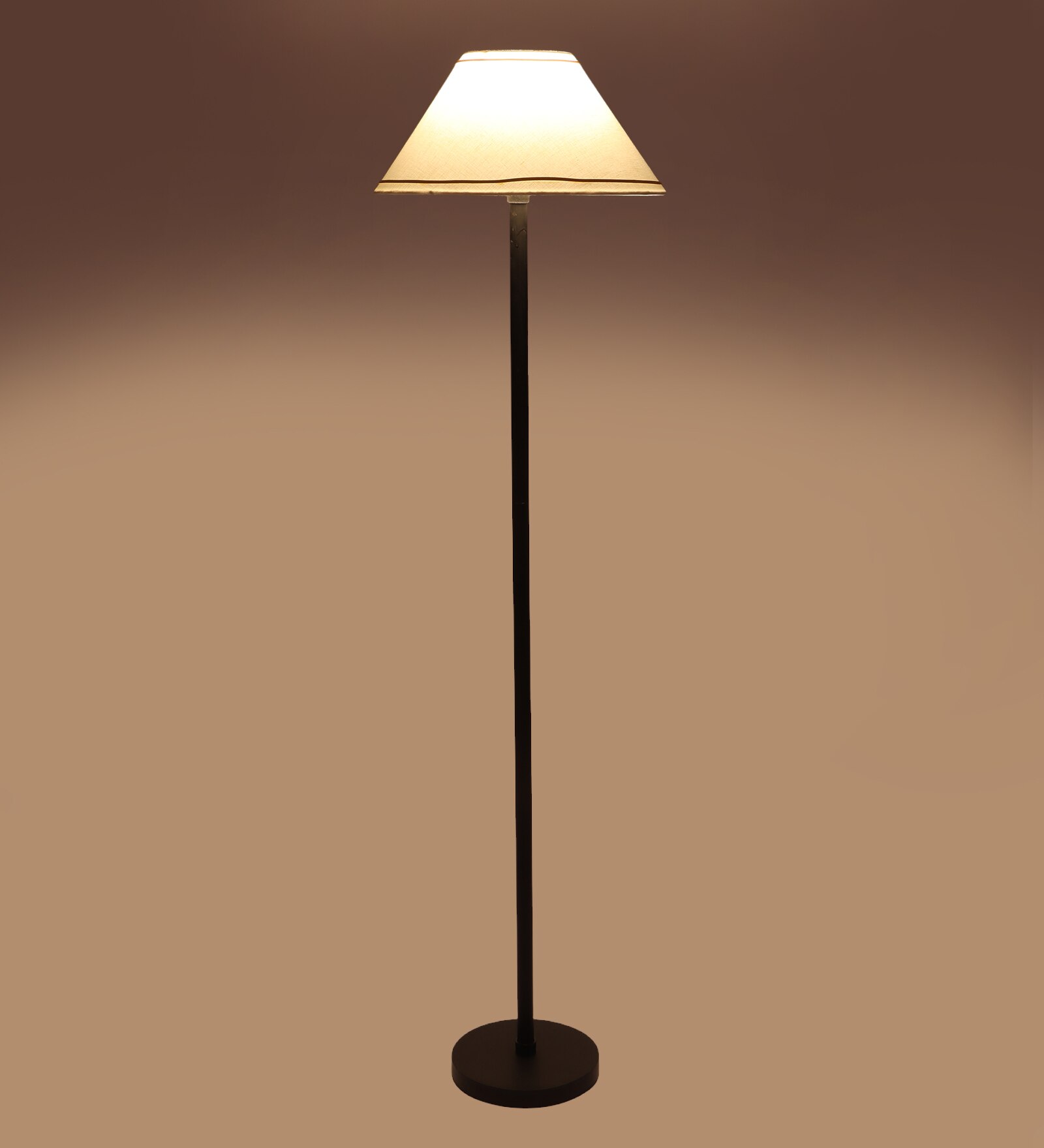 47" Gold Piping Floor Lamp with Off White Shade