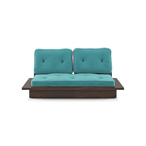 Ankara 2 Seater Wooden Sofa (Teal Blue)