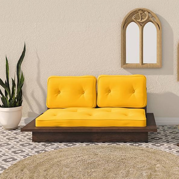 Ankara 2 Seater Wooden Sofa (Matty Yellow)