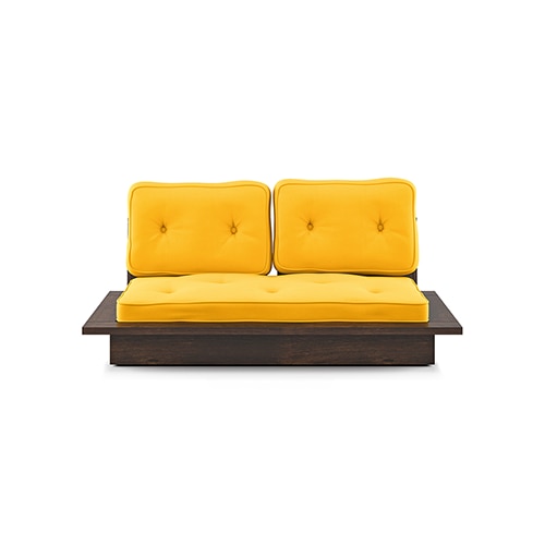 Ankara 2 Seater Wooden Sofa (Matty Yellow)