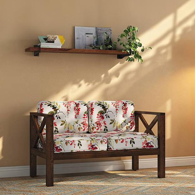 Farmone 2 Seater Wooden Sofa (Red)