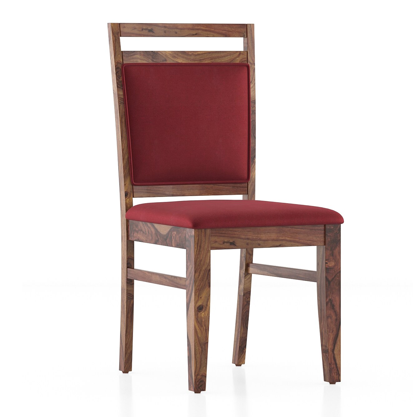 Alaine Dining Chair In Rococco Red Colour With Teak Finish