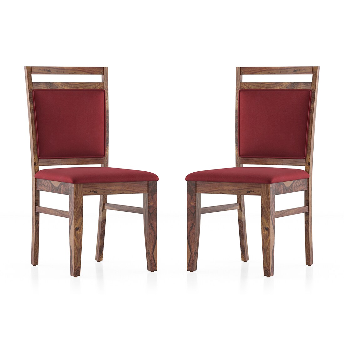 Alaine Dining Chair In Rococco Red Colour With Teak Finish