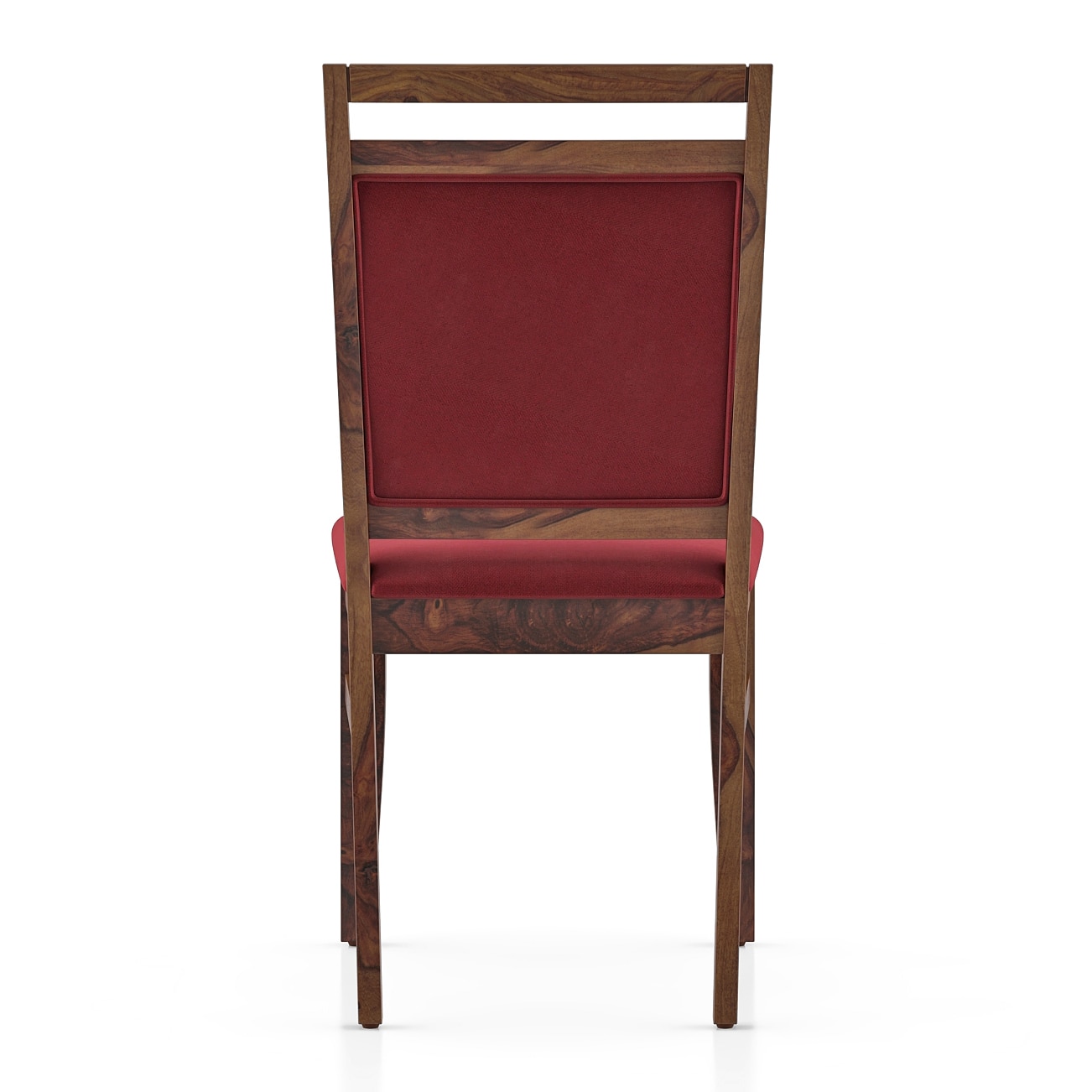 Alaine Dining Chair In Rococco Red Colour With Teak Finish