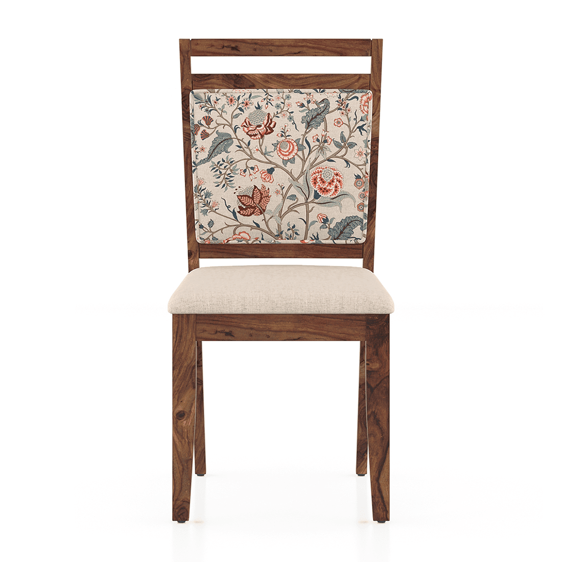 Alaine Dining Chair In Teak Finish With Calico Floral Colour