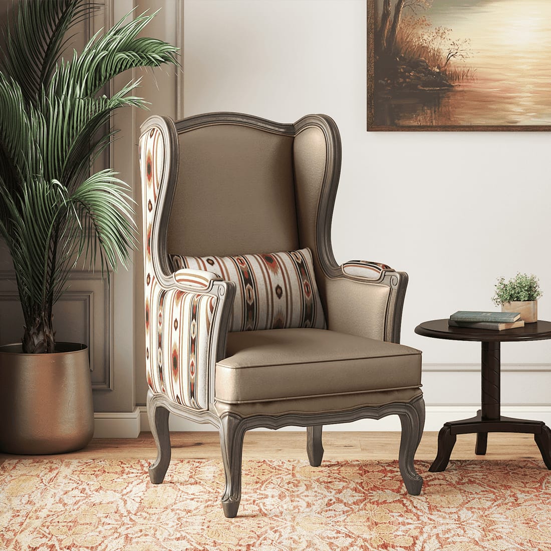 Serai Lounge Chair in Sunset Ikat Stripes Colour