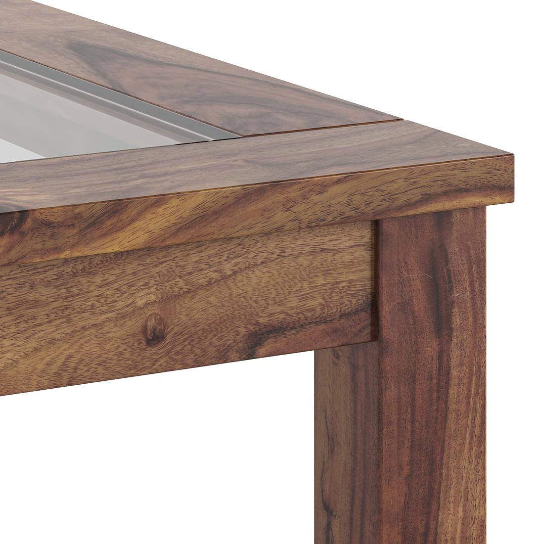 Floyd 6 Seater Solid Wood Dining Table With Glass In Teak Finish