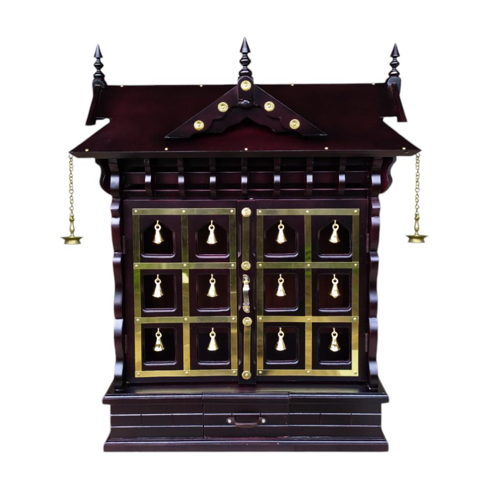 suhani engineered wood prayer unit in mahagony finish