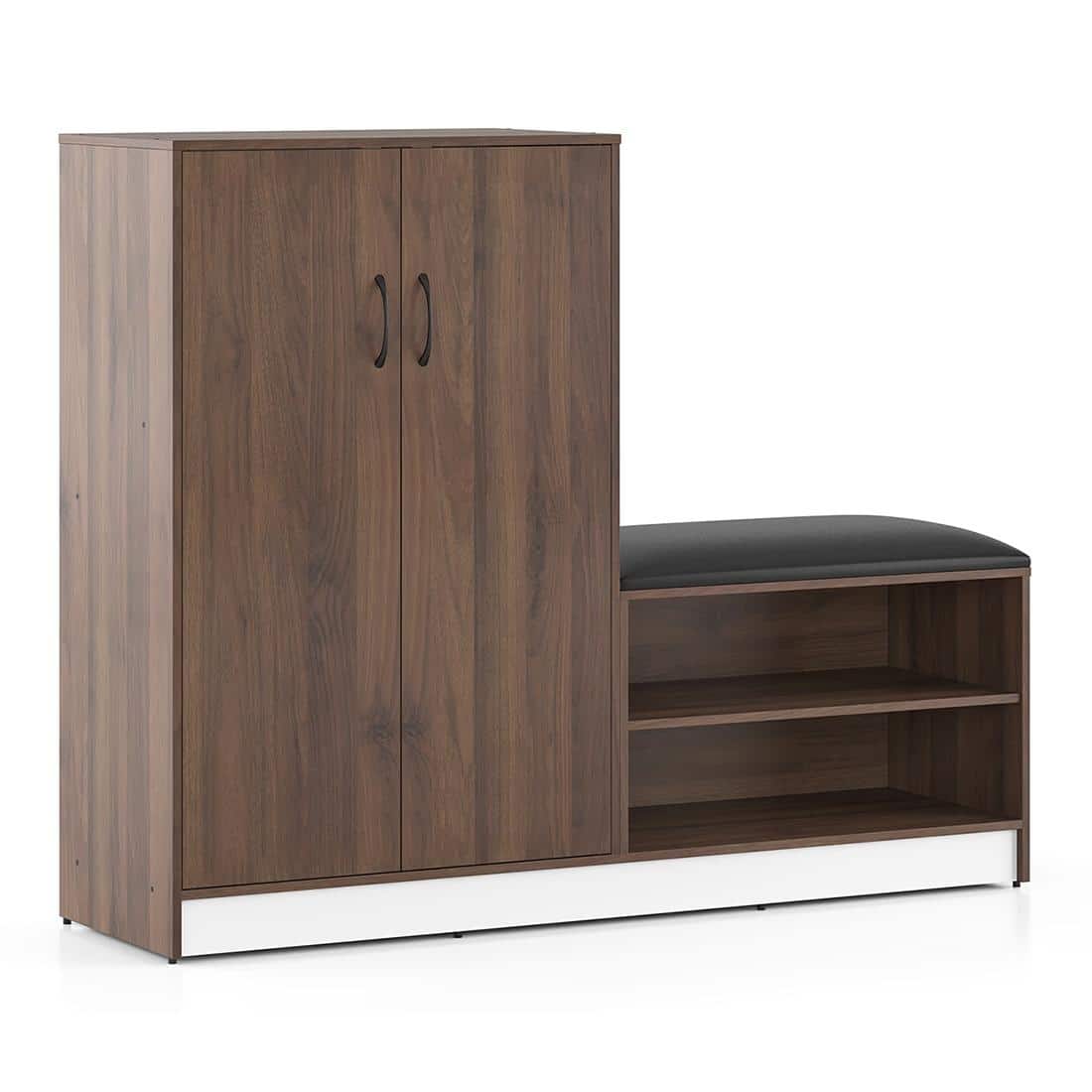 Alex 21 Pair Shoe Cabinet in Classic Walnut Finish