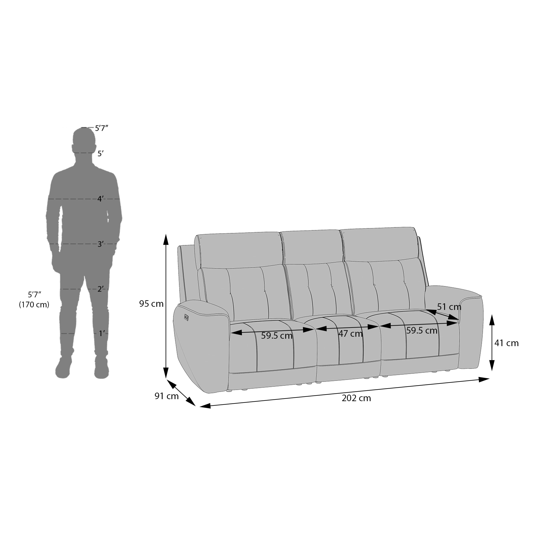 Marvin Entertainment Recliner in Grey Colour