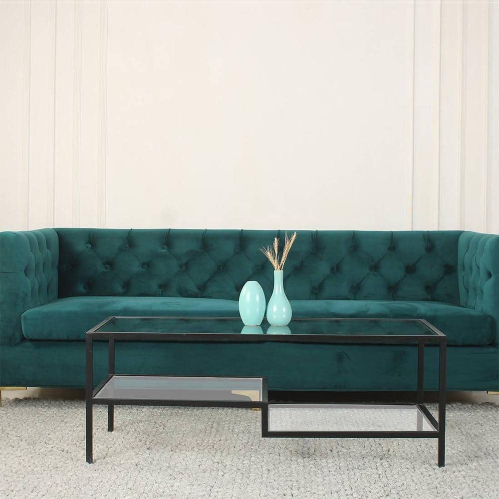 Mossman Glass Nesting Coffee Table In Black Finish