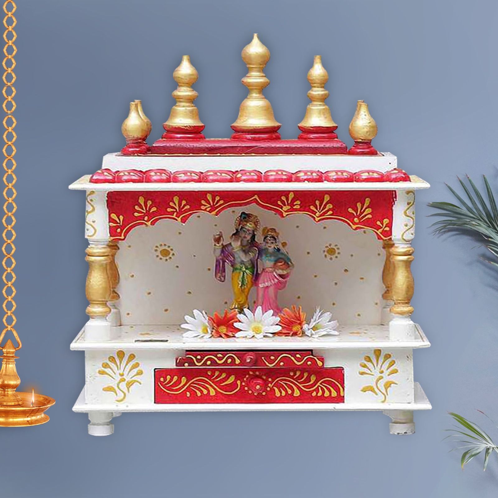 D'Dass Sheesham and Mdf Wooden Home Temple For Pooja Mandir For Home - D'DASS