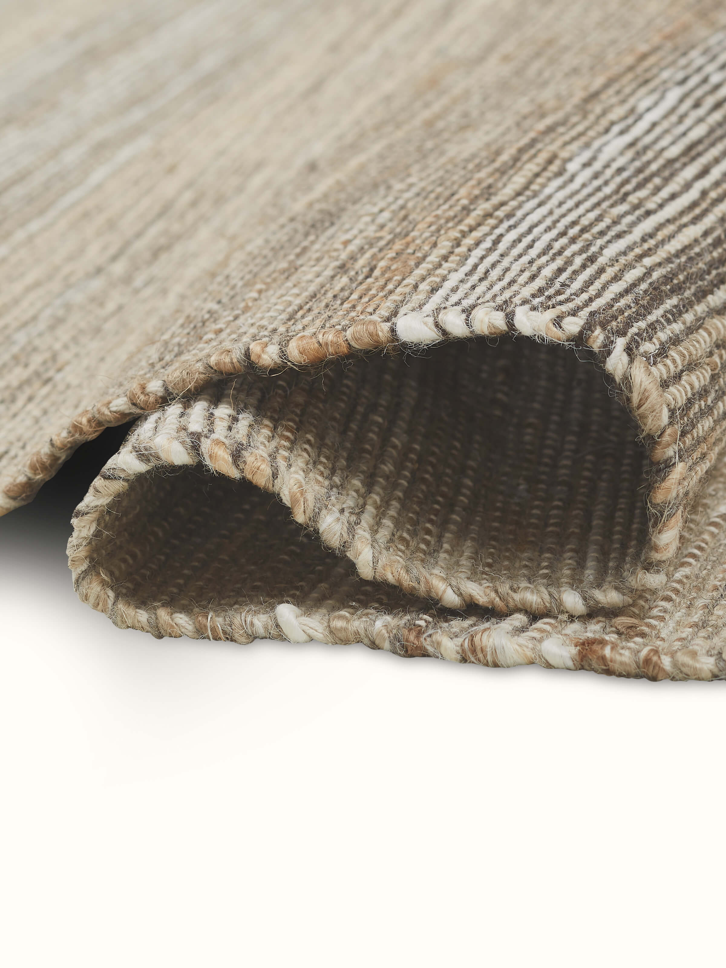 Top view of Textured Beige Lawan Jute & Cotton Natural Fibre Runner displaying its natural colour and pattern.