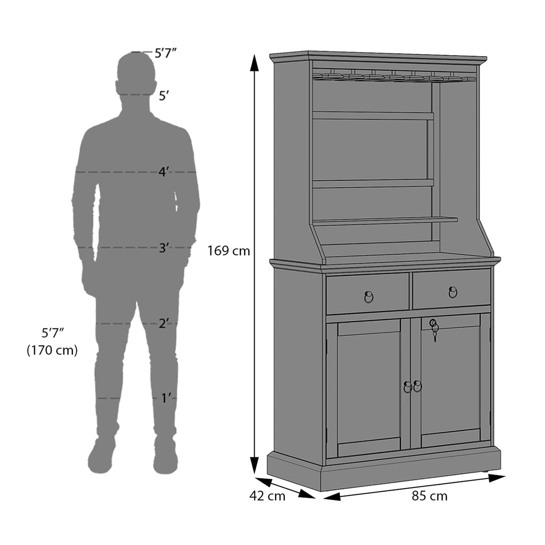 Riveria Bar Cabinet - Finish Danish walnut